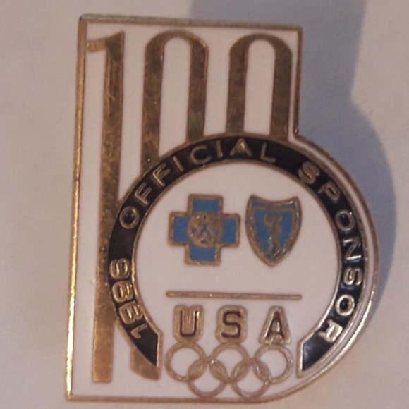 1996 Olympic Pin Blue Cross Shield 100yr Sponsor - Picture 1 of 5